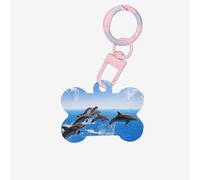 Unique 3D Animal Dolphin Printing 1 Pc Dog Bone Shape ID Tags Double Face avec porte-clés Artisanat pour animaux de compagnie