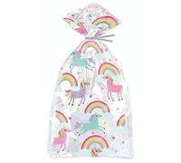 Unique 63394 Lot de 20 sachets en cellophane Motif arc-en-ciel et licorne