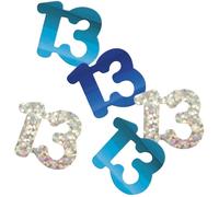Unique 80561 Confettis en aluminium pour 13e anniversaire - 14 g - Bleu pailleté - 1 pièce (1 pièce)