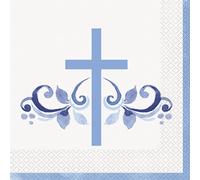Unique 82232EU Lot de 16 serviettes en papier Motif Sainte Croix Bleu 16,5 cm