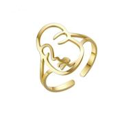 Unique Abstrait Visage Humain Bague Femmes En Acier Inoxydable Or Couleur Hip Hop Ouvert Doigt Anneaux Bijoux Mariage Cadeau D’anniversaire