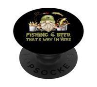 Unique Angler GNOME - Fishing and Beer That`s Why I´m Here PopSockets PopGrip Adhésif
