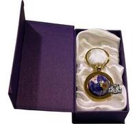 Unique Art 1-Inch Diameter Bahama Blue Pearl Swirl Ocean Gemstone World Globe Keychain with Gold Keyring G