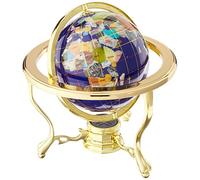 Unique Art 10-inch by 6-inch Blue Lapis Ocean Table Top Gemstone World Globe with Gold Tripod