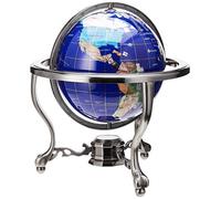 Unique Art Dessus de Table de 33 cm de Haut Bleu Lapis Océan Gemstone Mondiale Globe avec Silver trépied Support