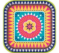 Unique- Assiettes en Carrées Carton Écologiques - 23 cm - Boho Fiesta Party - 8 Pièces (Lot de 1), 73445EU, Multicolour