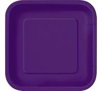 Unique- Assiettes en Carton Carrées Écologiques - 18 cm - Couleur Violet foncé - 16 Pièces (Lot de 1), 33040EU, Deep Purple