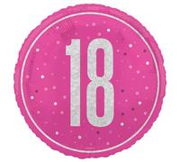 Unique- Ballon en Aluminium pour 18e Anniversaire - 45 cm - Fête à Thème Rose Glitz - 1 Pièce (Lot de 1), 82289, Multicolour