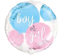 Unique Ballon rond en aluminium « Garçon ou fille » | 45,7 cm | 1 pièce, 76097, Rose/bleu, grand