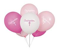 Unique-Ballons en latex « Confirmation » | Rose et blanc | 30,5 cm | 8 pièces. Lot, 74832