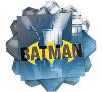 Unique- Beverage Paper Napkins-5" x 5" | Disposable Pcs Lot de 16 Serviettes en Papier jetables Motif Batman 12,7 x 12,7 cm, 77511