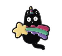 Unique Black Cats with Horn Drop Oil Pin Fashionable Accessory Animal Themed Gift for Bags Clothes Hats Trendy Cats Enamel