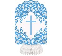 Unique Bleu Lot de 3 centres de table en nid d'abeille pour communion-20,3 cm, 74798, Cross