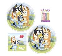 Unique Bluey Party Supplies Lot de 16 assiettes et serviettes de table