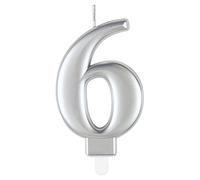 Unique- Bougie d'anniversaire-8cm-Couleur Argent Métallique-1 Pièce (Lot de 1), 19596, Silver, 8 cm