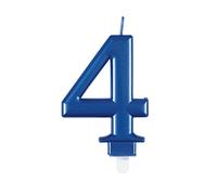Unique-Bougie d'anniversaire chiffre 4-9 cm | Bleu | Métallique | 1 pièce, 19614, 7 centimeters