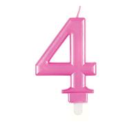 Unique-Bougie d'anniversaire chiffre 4-9 cm | Rose | Métallique | 1 pièce, 19604, 7 centimeters