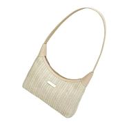 Unique Braided Straw Shoulder Bag Compact Design Spacious Interior Underarm Casual Handbag for Daily Essential Premium Straw Underarm