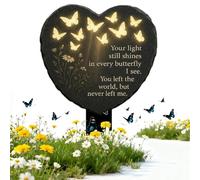 Unique Butterfly Heart-Shaped Floral Acrylic Outdoor Memorial Plaque, 20 * 14cm 2D Weatherproof Grave Marker Garden Patch, Remembrance Decor, Sympathy Gift for Lawns, Cemeteries (1PCS, 20 × 14 cm)