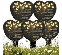 Unique Butterfly Heart-Shaped Floral Acrylic Outdoor Memorial Plaque, 20 * 14cm 2D Weatherproof Grave Marker Garden Patch, Remembrance Decor, Sympathy Gift for Lawns, Cemeteries (5PCS, 20 × 14 cm)