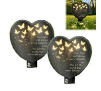 Unique Butterfly Heart-Shaped Floral Acrylic Outdoor Memorial Plaque, Weatherproof Grave Marker with Elegant Flower Pattern, Flowers Blessing Memorial Garden Stake Plaque Decoration for Yard Cemetery