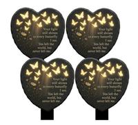 Unique Butterfly Heart-Shaped Floral Acrylic Outdoor Memorial Plaque, Weatherproof Grave Marker with Flower Pattern, Sympathy Comfort Gift for Loved Ones (4pcs)