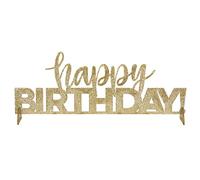 Unique-Gold Foil Flecked Acrylic Centerpiece-1 Pc Centre de Table en Acrylique-Happy Birthday-Transparent avec des Taches de Feuille d'Or-1 Pièce (Lot de 1), 23957
