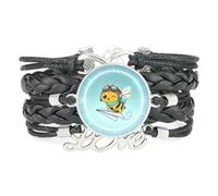 Unique,Chanceux,Dessin Animé,Abeille,Projection,Réglable,Cuir,Tressé,Bra | Multistrat,Punk,Bracelet,Fait main,Offre,Bangle,Accessoire,Amie,Amoureux,Ethnique,Amitié,Anniversaire,Noël,Musique,Art