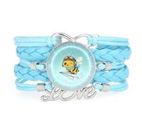 Unique,Chanceux,Dessin Animé,Abeille,Projection,Réglable,Cuir,Tressé,Bra | Multistrat,Punk,Bracelet,Fait main,Offre,Bangle,Accessoire,Amie,Amoureux,Ethnique,Amitié,Anniversaire,Noël,Musique,Art