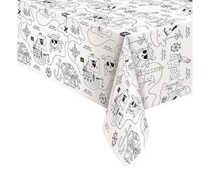 Unique Coloring Paper Rectangular Table Cover | 1 Pc. Nappe rectangulaire en papier de coloriage Pirate Party | 1 pièce, Motif imprimé, 78413, Noir, 54 x 84 inch