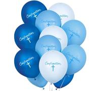 Unique-Confirmation Blue and White | 12" | 8 Pcs. Lot de 8 ballons latex | Bleu et blanc | 30,5 cm | 8 pièces, 74802
