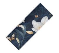 Unique Daylily Tapis de yoga fin en caoutchouc naturel antidérapant avec sac de yoga Bleu marine 180,3 x 66 cm