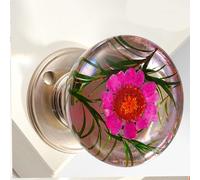 Unique Decorative Door Handle, Round Glass Bead Door Handle, Retro Round Resin Epoxy Flower Door Knob Retro,Floral Designs, Artistic Unique Knob for Modern/Classic Bedrooms, Nature-Themed Home Decor