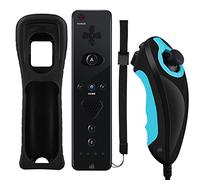 Unique design Wireless Remote Controller & Nunchuck Controller with Silicon Case and Wrist Strap for Nintendo Wii & Wii U & Mini Wii (Design-A Black)