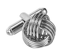 Unique en acier inoxydable Nœud Boutons de manchette pour homme par Urban Bijoux (Silver)
