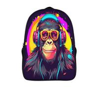 unique étudiant cartable pour adolescent porter des écouteurs sacs à dos imprimé en 3d vibrant monkey garçons filles one piece sacs à dos 2 compartiment-16,pour l'école les voyages les affaires