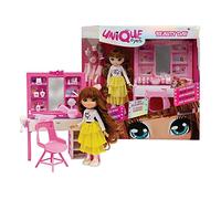 UNIQUE EYES - Set Beauty Day avec poupée articulée Haute 25 cm Incluse Qui Suit Votre Regard, Salon de beauté avec Beaucoup d'accessoires, pour Filles à partir de 3 Ans, Jeux Pretiers, MYM02000