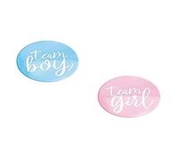 Unique- Faveurs de Douche de bébé-Badges de révélation de Genre Team Boy ou Girl-Paquet de 10, 76045, Multicolour