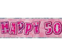 Unique fête bannière de film pour le 50e anniversaire SG12611 (2,74 mètres) (rose)
