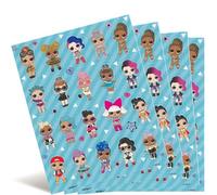 Unique Feuilles d'autocollants-LOL Surprise Party-Pack de 4, 23799, Multicolour, Taille Unique