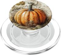 Unique Floral Fall Graphic for Women Vintage Autumn Pumpkin PopSockets PopGrip pour MagSafe