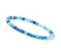 Unique Gems Bouddha Bracelet de perles Agate bleue 4mm pierre naturelle discret pour la femme extensible 16cm à 18cm