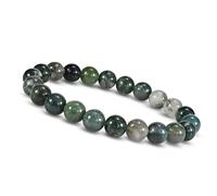 Unique Gems Bouddha Bracelet de perles Agate de mousse 8mm pierre naturelle pour l'homme extensible 20cm à 23cm