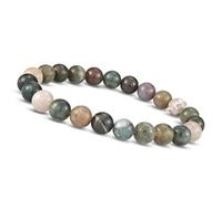 Unique Gems Bouddha Bracelet de perles Agate indienne 8mm pierre naturelle discret pour la femme extensible 16cm à 19cm