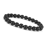 Unique Gems Bouddha Bracelet de perles Agate noir 6mm pierre naturelle discret pour la femme extensible 14cm à 16cm