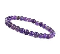 Unique Gems Bouddha Bracelet de perles Améthyste 6mm pierre naturelle discret pour la femme extensible 16cm à 19cm