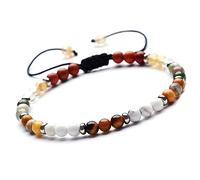 Unique Gems Bouddha Bracelet de perles différents joyaux 4mm pierre naturelle discret pour la femme extensible 15cm à 18cm