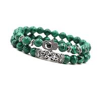 Unique Gems Bouddha Bracelet de perles Malachite 8mm pierre naturelle discret pour la femme extensible 15cm à 18cm