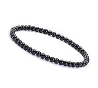 Unique Gems Bouddha Bracelet de perles Onyx noir 4mm pierre naturelle discret pour la femme extensible 16cm à 18cm