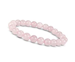 Unique Gems Bouddha Bracelet de perles Quartz Rose 8mm pierre naturelle discret pour la femme extensible 16cm à 19cm